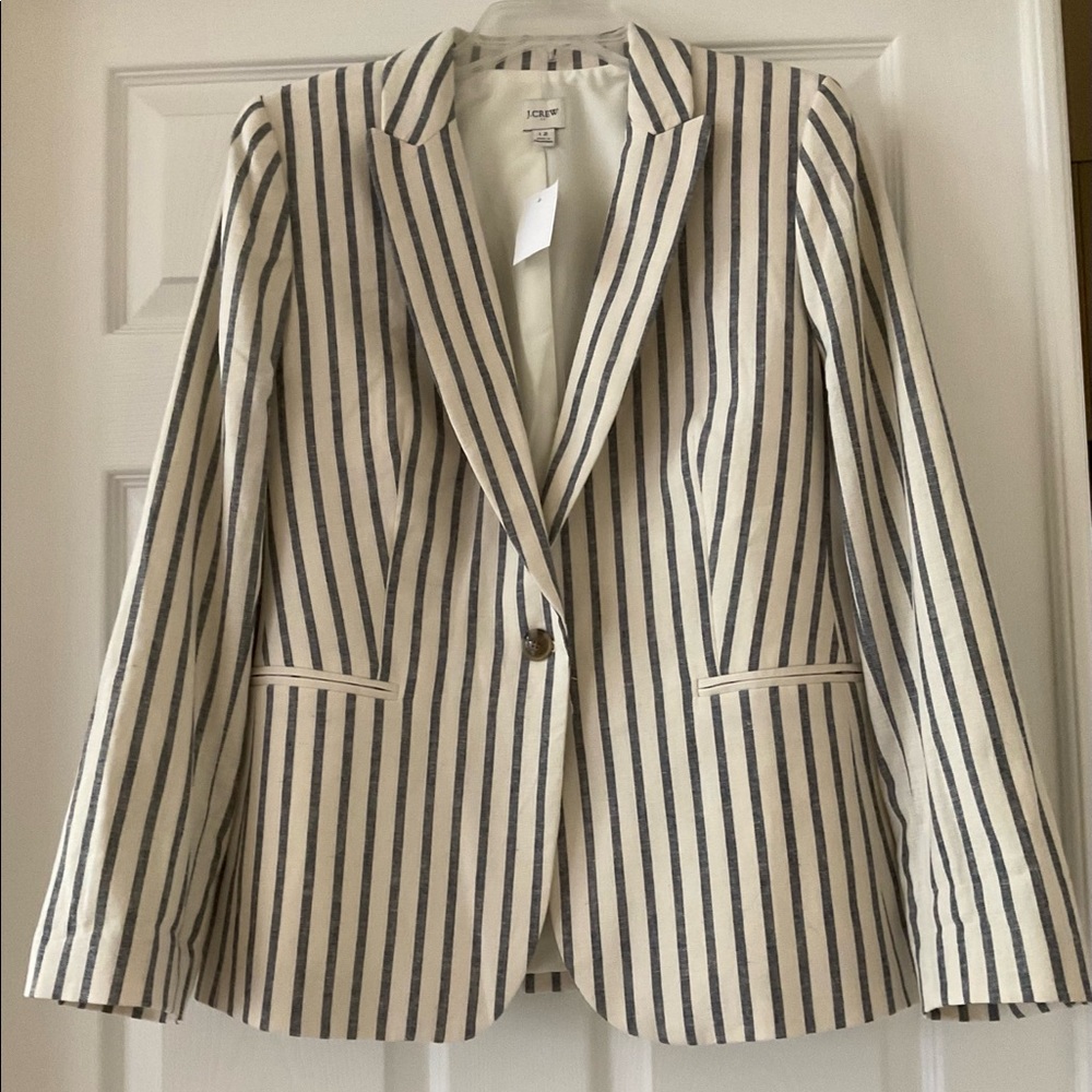 Classic striped Linen J Crew Blazer - never worn